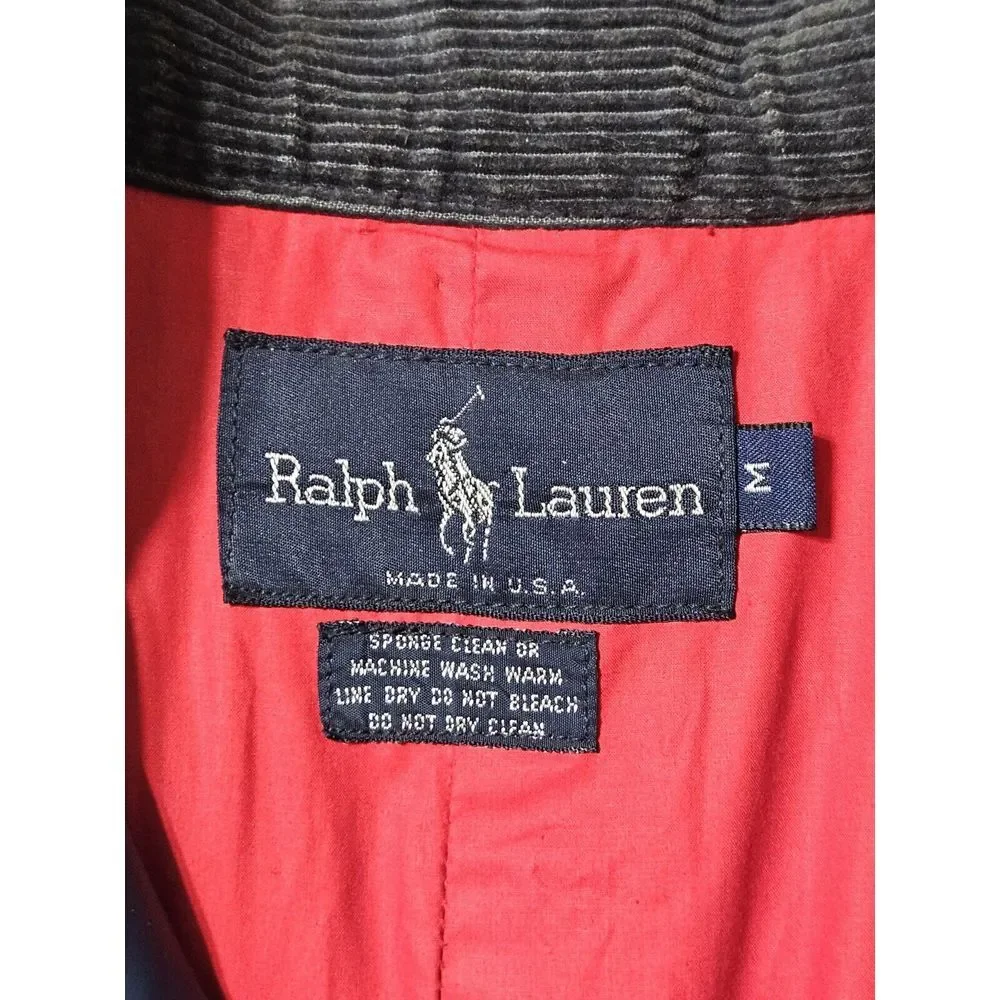 Vintage RARE Ralph‎ Lauren Blue Rubberized Canvas Trench Coat Saling 80s Adult M